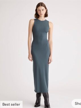Quince Sleeveless Tencel Maxi Dress in Dark Green size S Never worn!